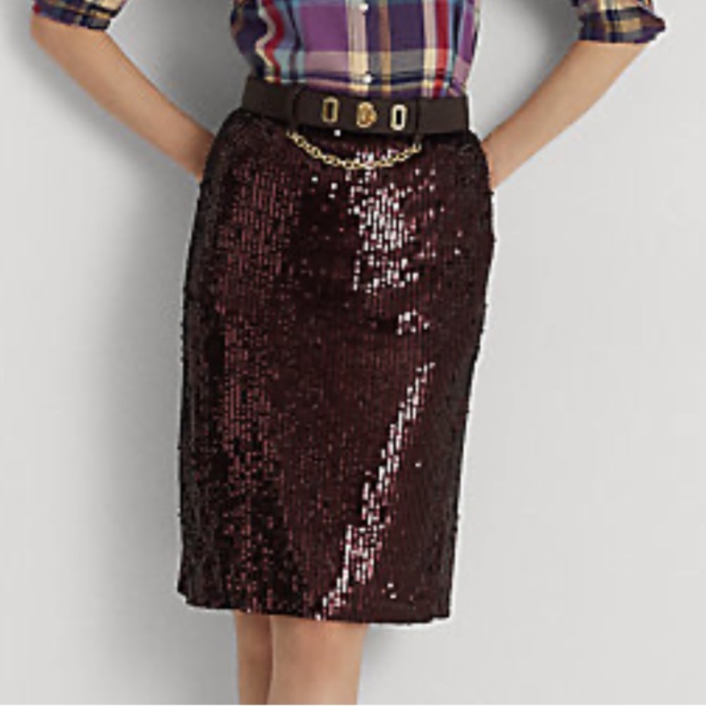 RALPH LAUREN Silk & Totally Sequined Skirt Side Zipper Sz 4 Retail-$698 NEW TAG!